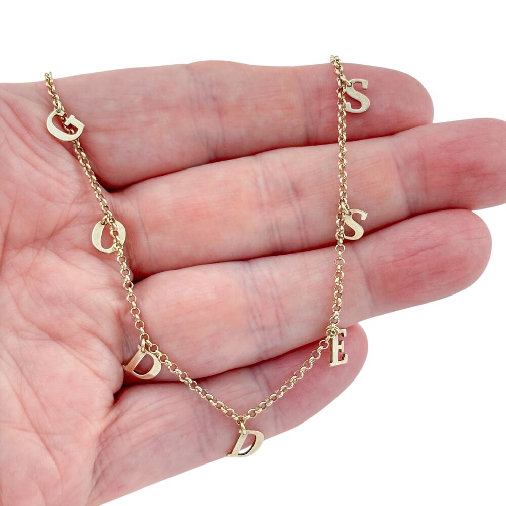 Vintage Sterling Silver 925 “Goddess” Letter Necklace 13-16"